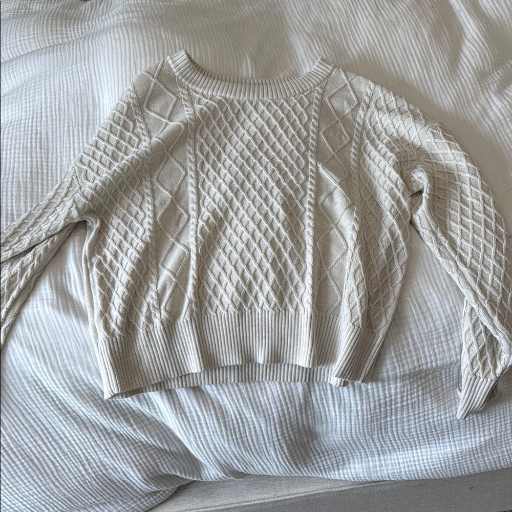 ann taylor Women's Cream Cable Knit Sweater